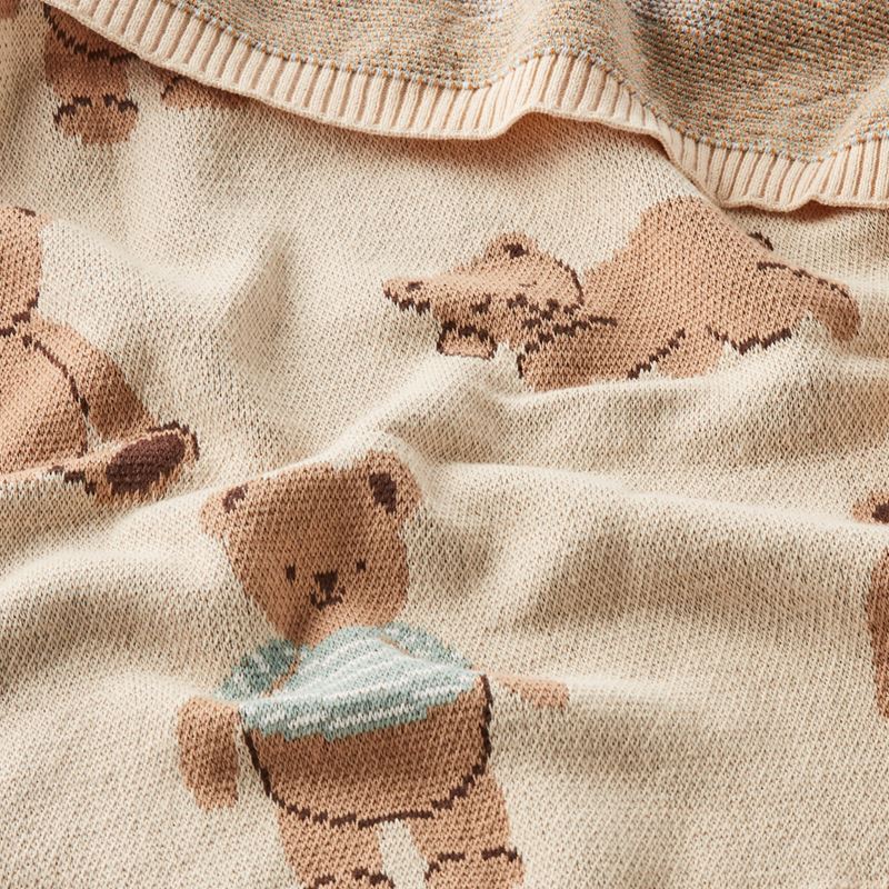 Novelty Cotton Teddy Time Baby Blanket