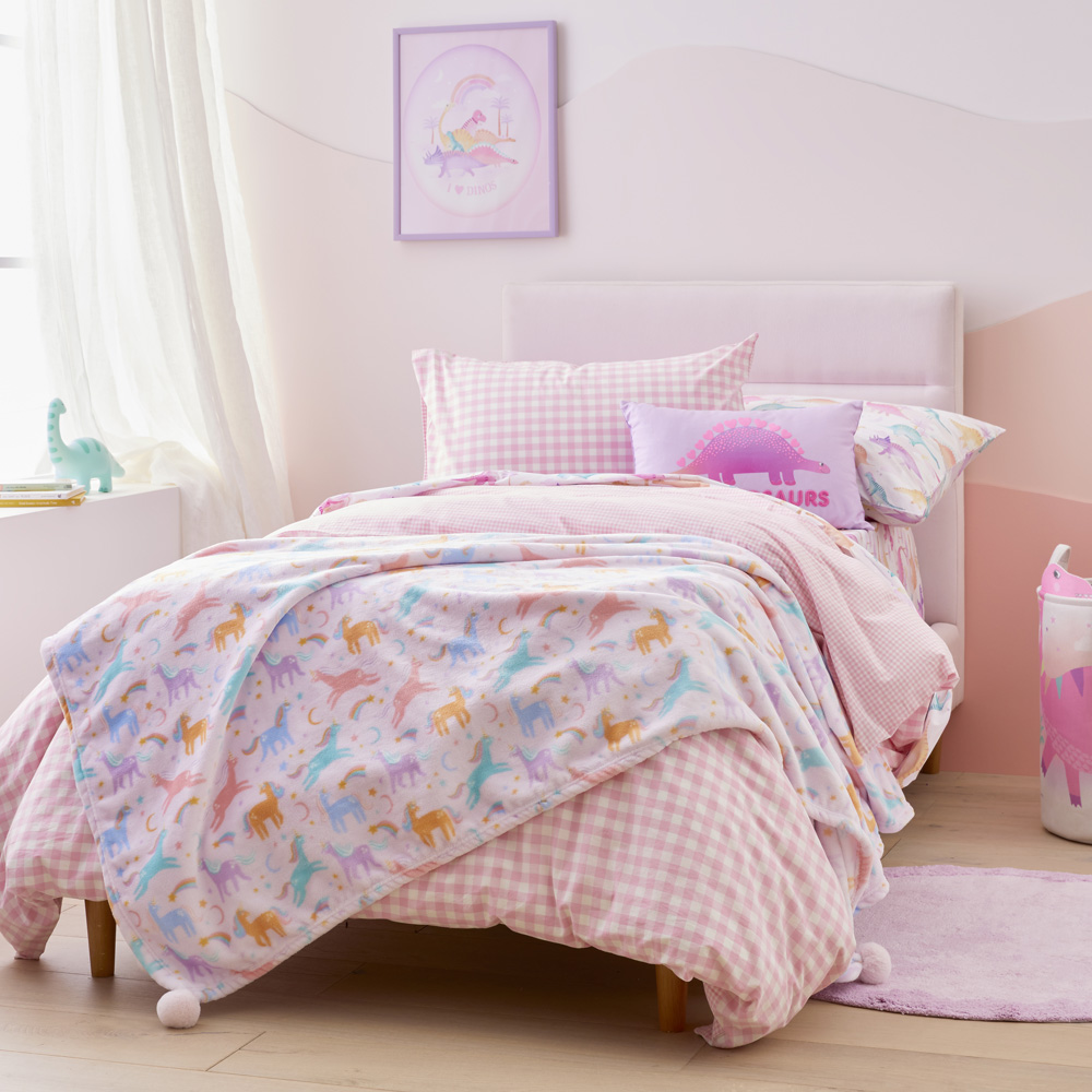 Adairs Kids Novelty Moonlight Unicorn Ultra Soft Blanket Adairs