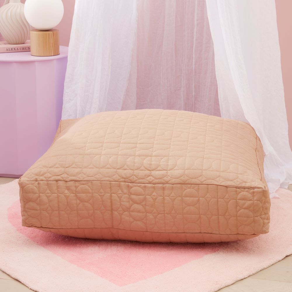 Adairs Kids - Vintage Washed Linen Hazelnut Floor Cushion | Adairs