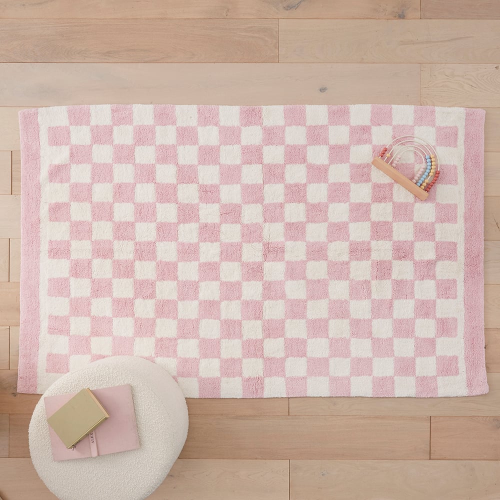 Adairs Kids Pink Check Decorative Rug Adairs
