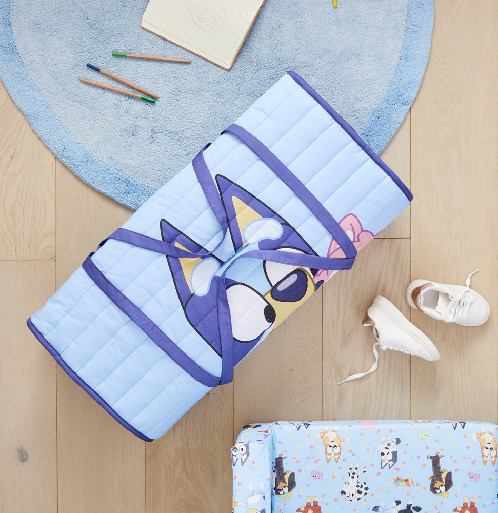 Adairs Kids Bluey & Friends Blue Sleeping Bag Adairs