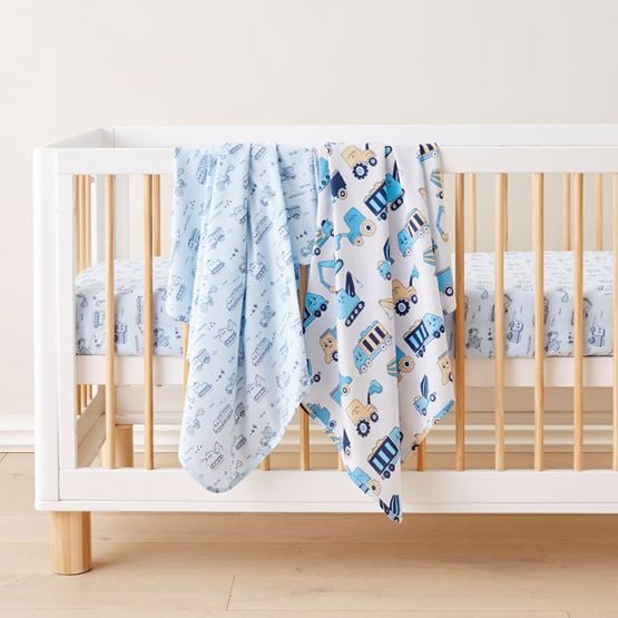 Little Diggers Club Blues Jersey Baby Swaddles Pack of 2