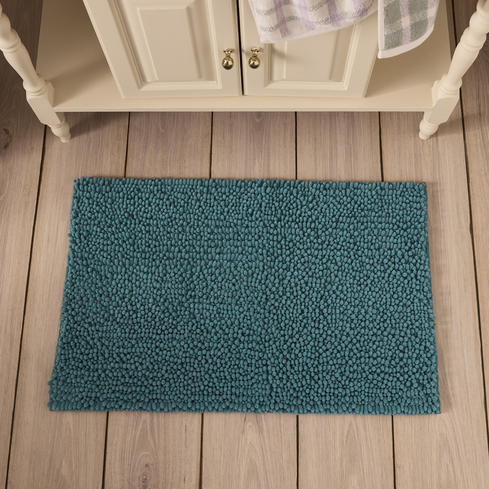 Microplush Teal Bobble Bath Mat | Adairs