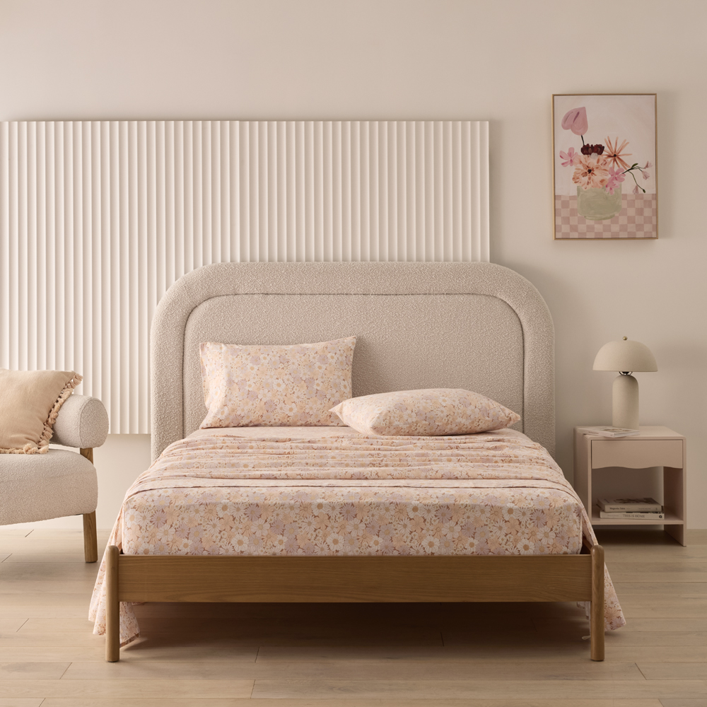 Flannelette Peach Daisy Sheet Set