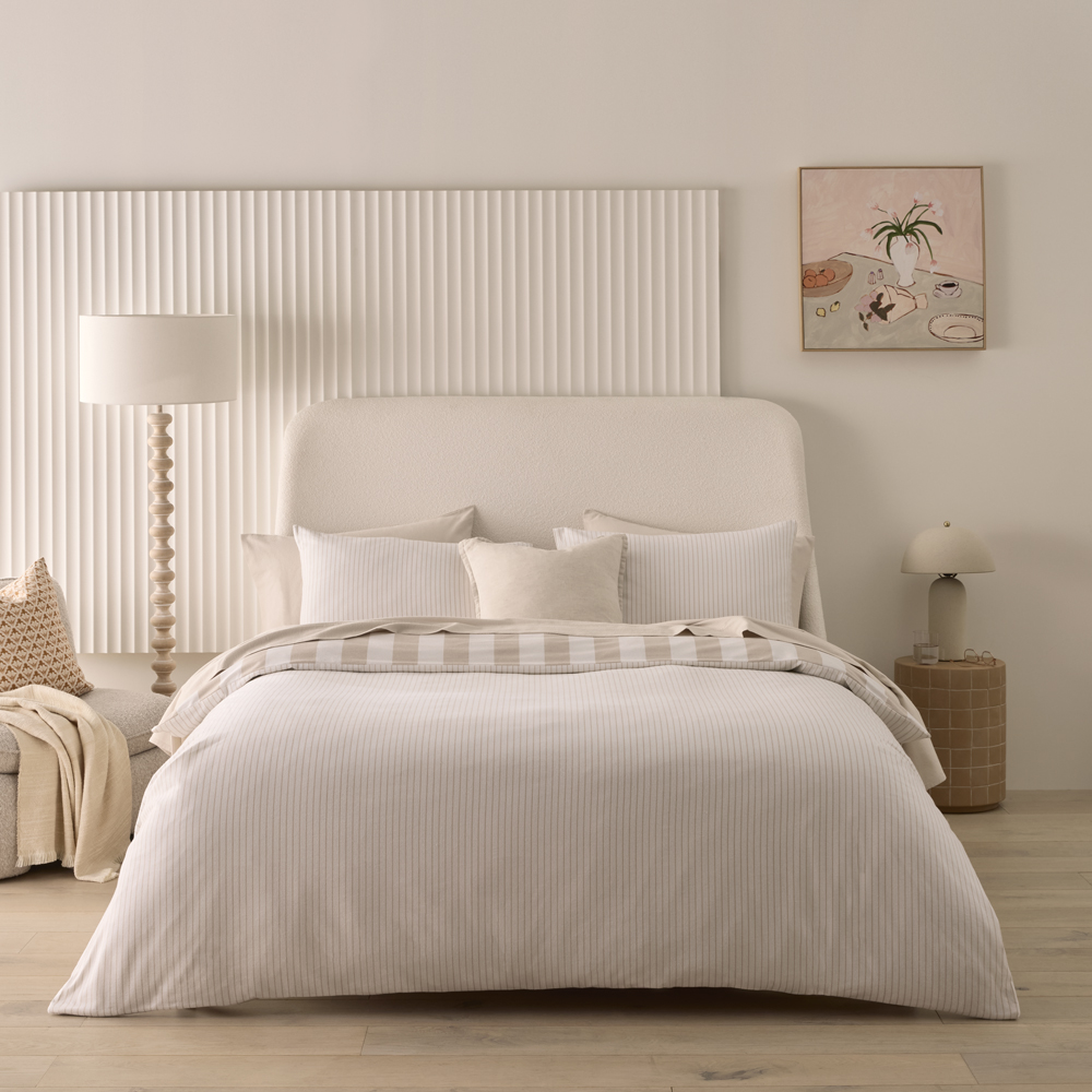 Flannelette Natural Stripe Quilt Cover Set