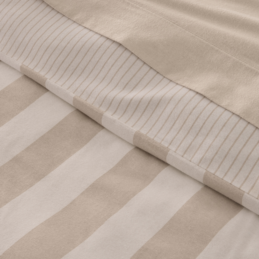 Flannelette Natural Stripe Quilt Cover Set