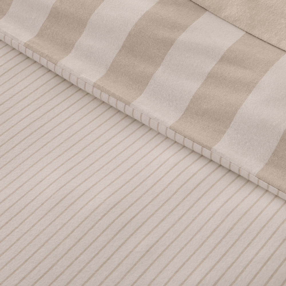 Flannelette Natural Stripe Quilt Cover Set