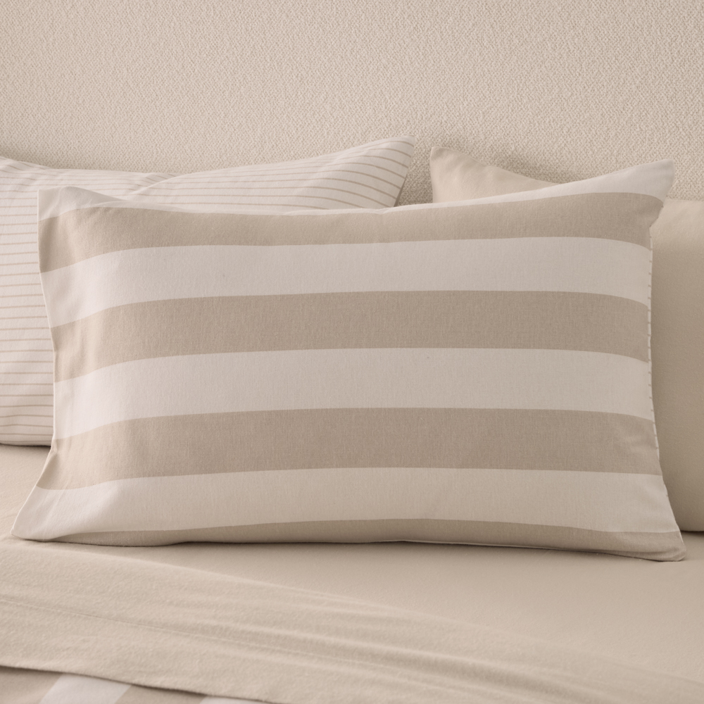 Flannelette Natural Stripe Quilt Cover Set