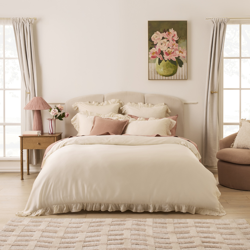 Lyocell Magnolia Ruffle Quilt Cover Set + Separates | Adairs