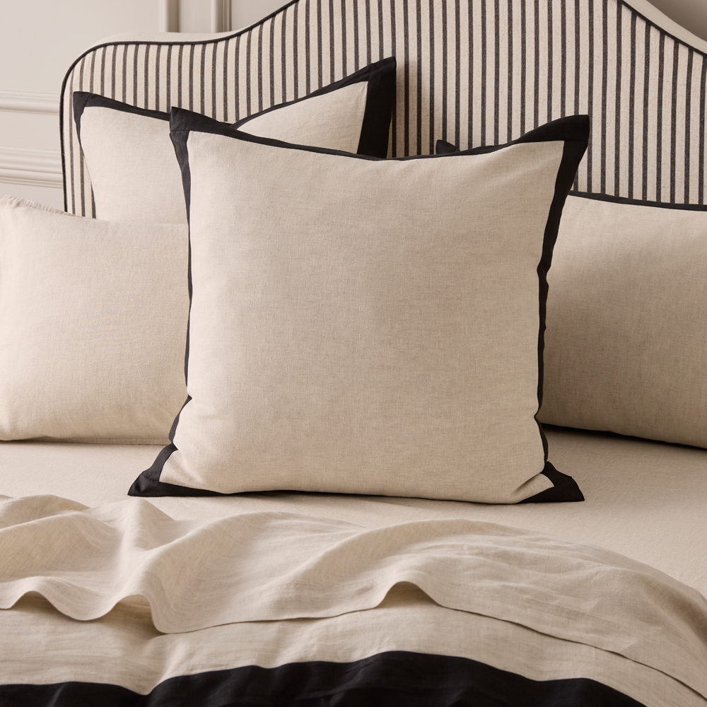 Vintage Washed Linen Linen & Onyx Border Quilt Cover Separates