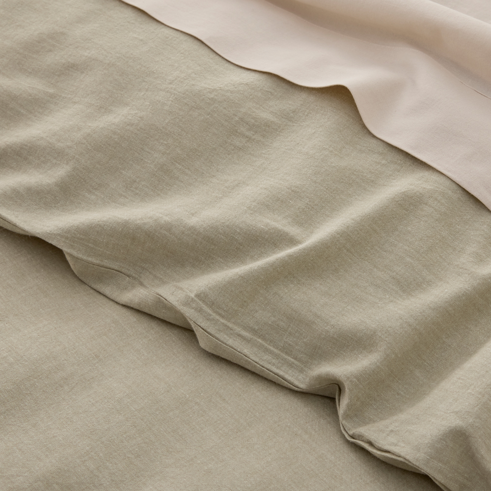 Relaxed Linen Look Matcha Quilt Cover Set