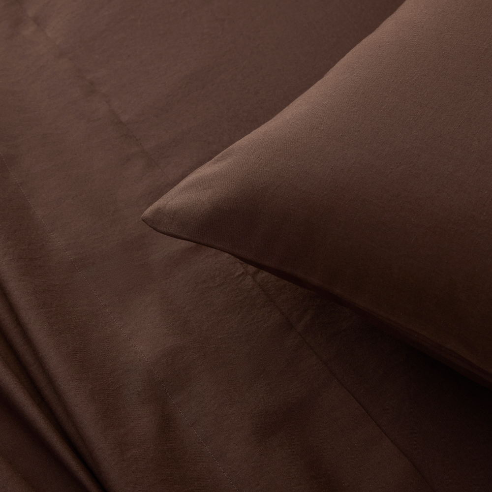 Relaxed Linen Look Chocolate Sheet Set