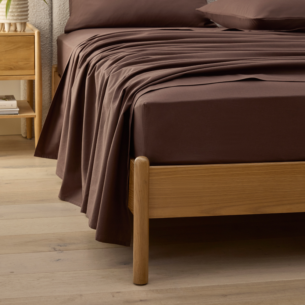 Relaxed Linen Look Chocolate Sheet Set
