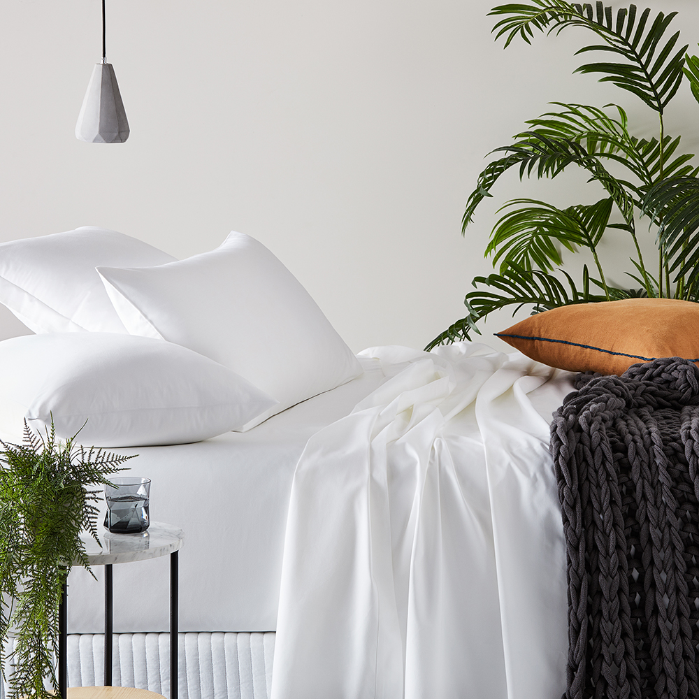 Home Sheets 600tc 600TC Bamboo Cotton White Sheet Set | Adairs