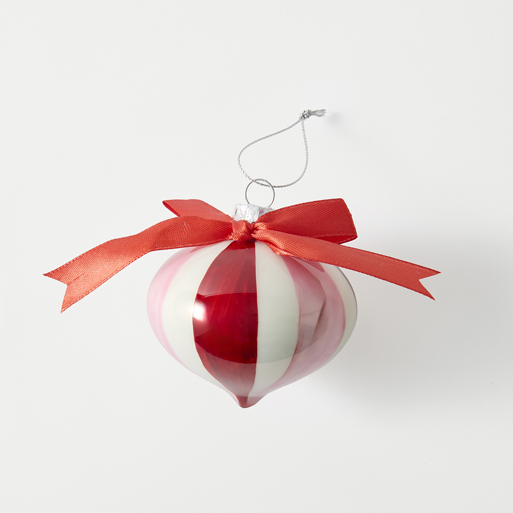 Vintage Glass Red, Pink & White Candy Cane Ornament Set of 3