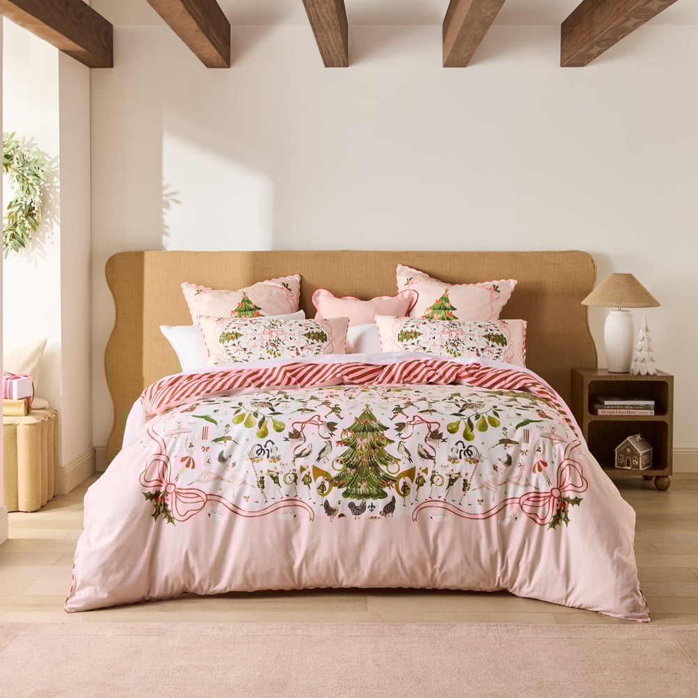 12 Days of Christmas Pink Quilt Cover Set + Separates | Adairs