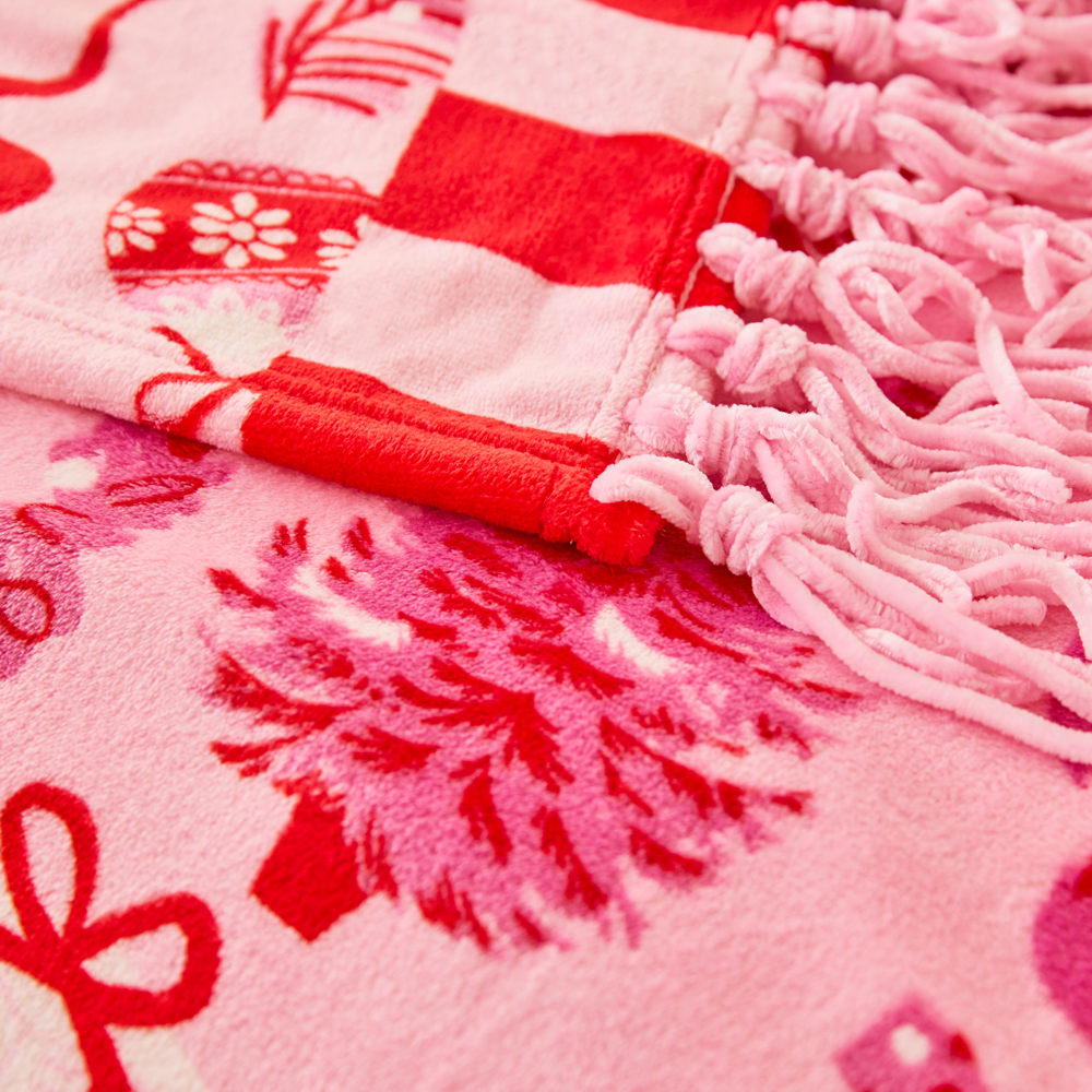 Festive Vintage Christmas Fleece Blanket