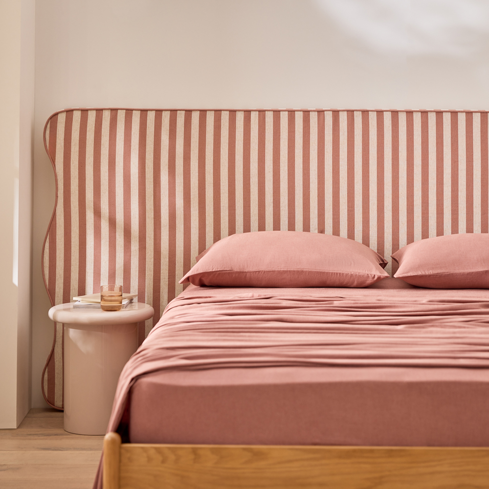 Della Clay Stripe Wide Bedhead | Adairs