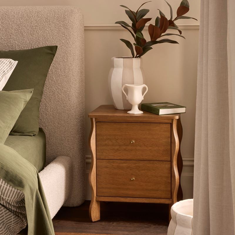 Auburn Walnut 2 Drawer Bedside Table | Stylish & Functional