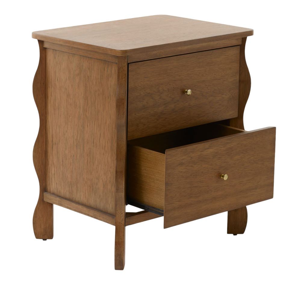Auburn Walnut 2 Drawer Bedside Table | Stylish & Functional