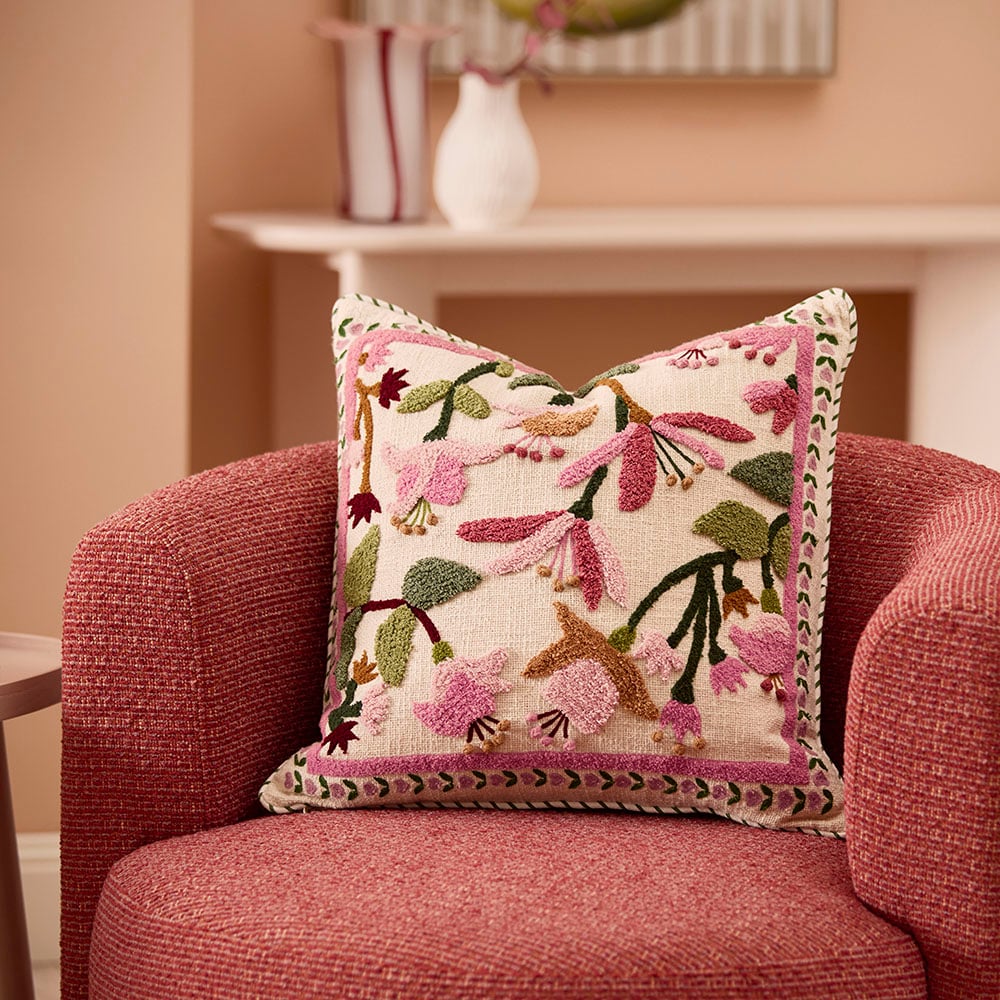 Fiesta Palm Green & Pink Cushion
