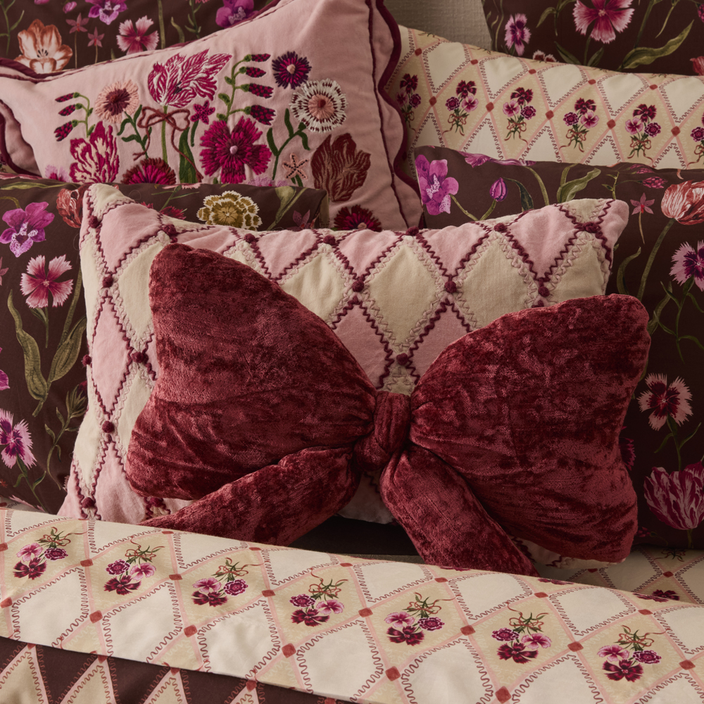 Bow Shape Rose Cushion | Adairs