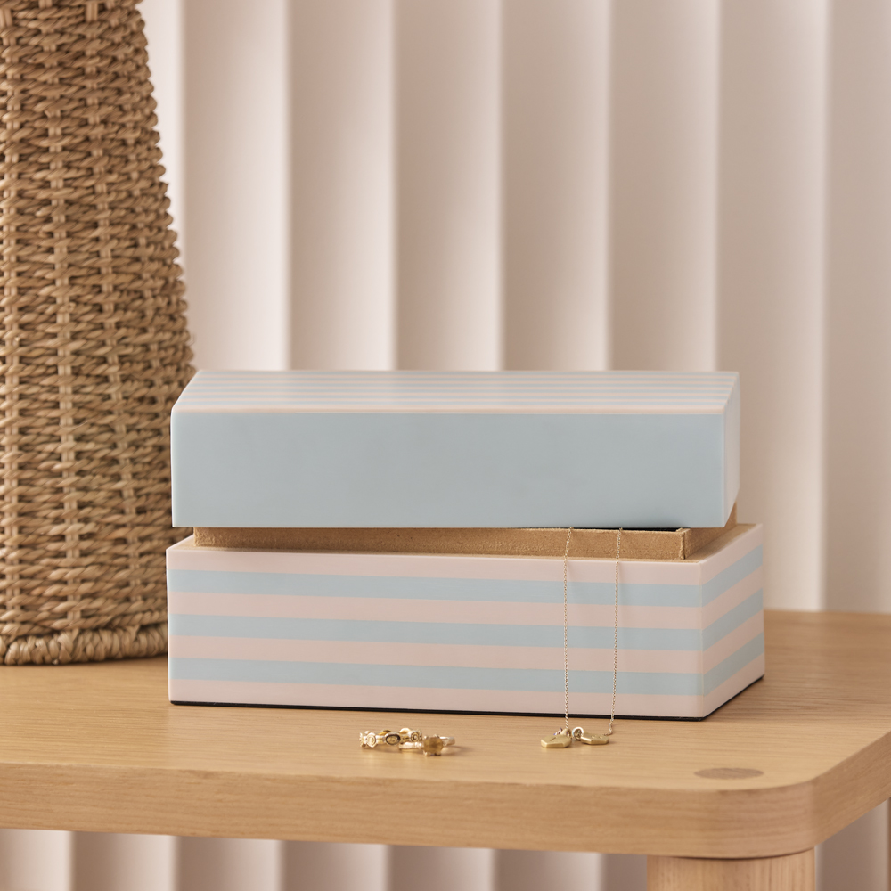 Palermo Blue Stripe Resin Box | Adairs