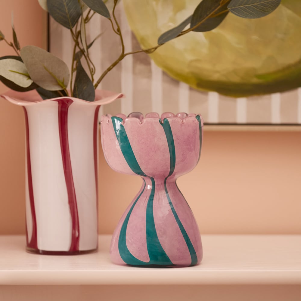 Large Pink Green Draped Vase Croisiere