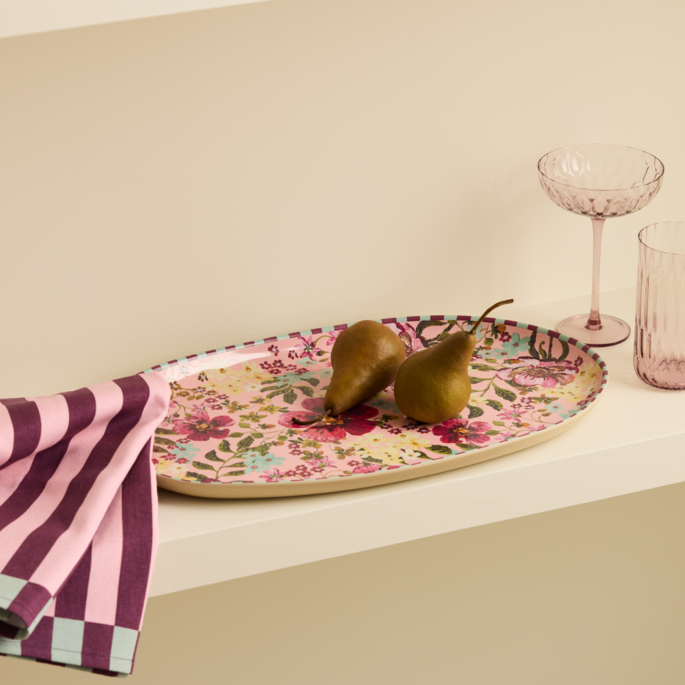 Certified International Flores Melamine Gift Oval Tray 15in x 6in Dip Bowl main image 0