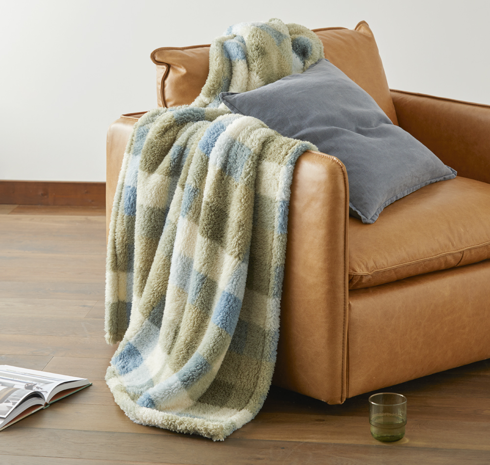 Checked Throws Cloud Green Check Throw | Adairs