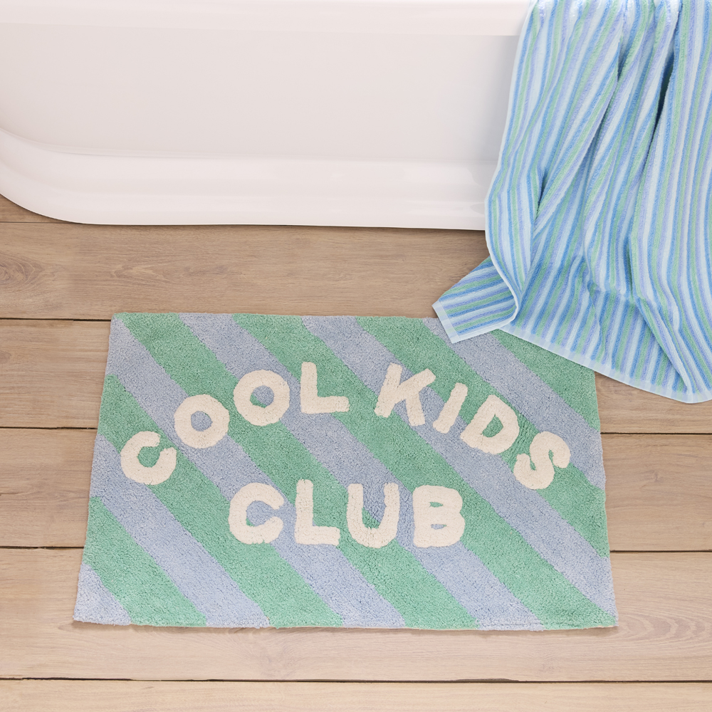 Adairs Kids - Cool Kids Club Green Stripe Bath Mat | Adairs
