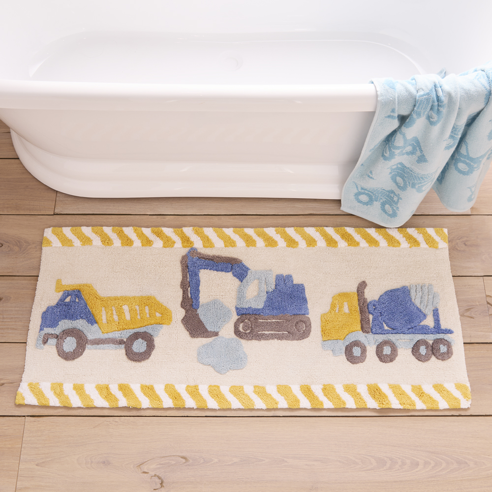 Adairs Kids - Truck Time Blue & Yellow Bath Runner | Adairs