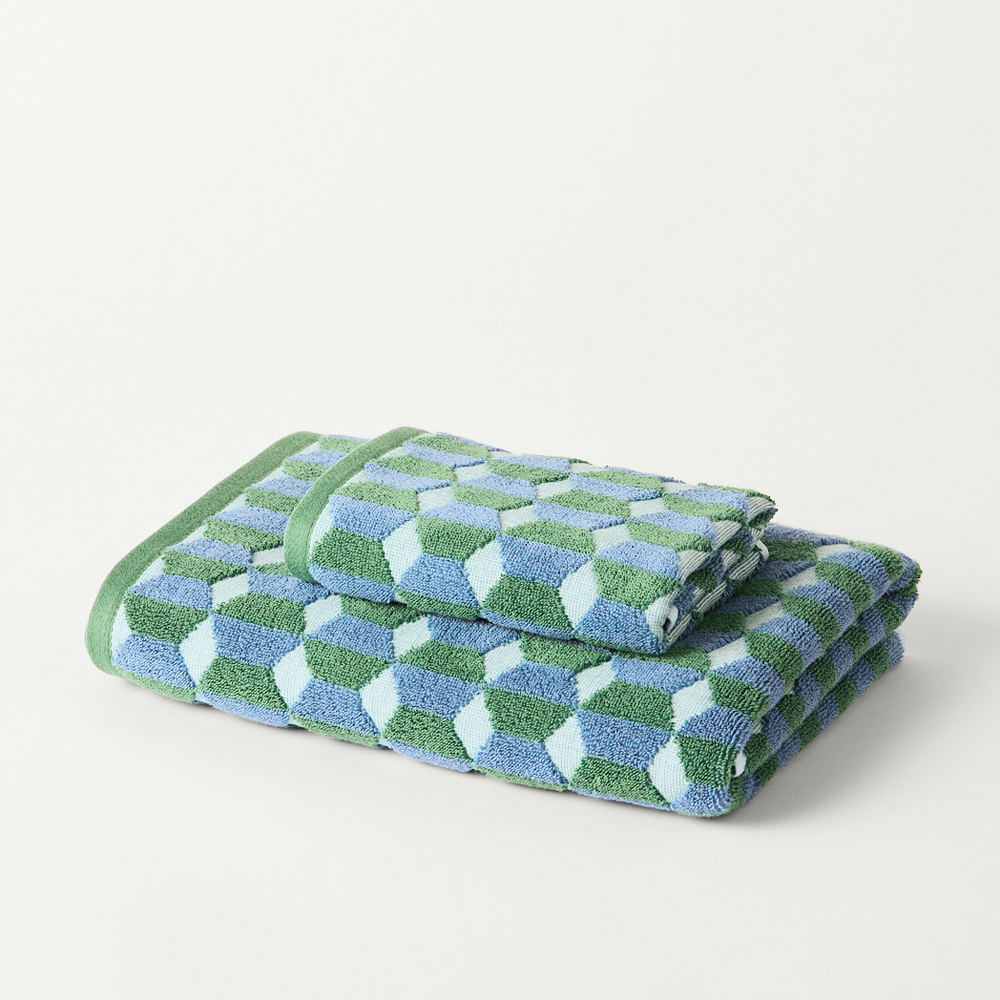 Adairs Kids Geo Blue & Green Bath Towel Adairs