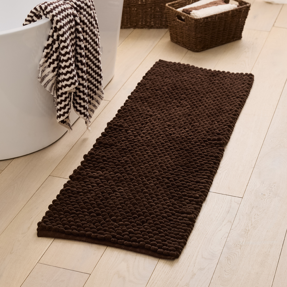 Chocolate Chunky Bobble Bath Runner | Adairs