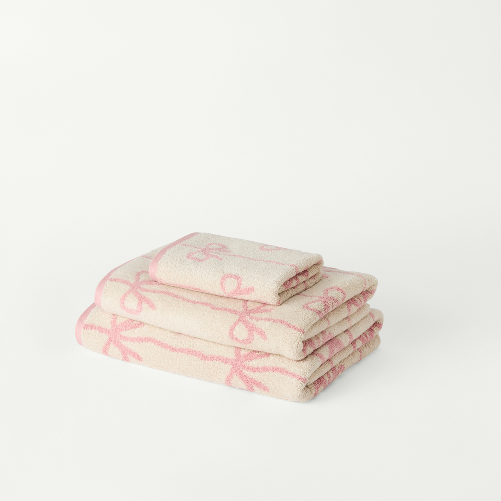 Bow Stripe Beach & Pink Blossom Towel Range | Adairs