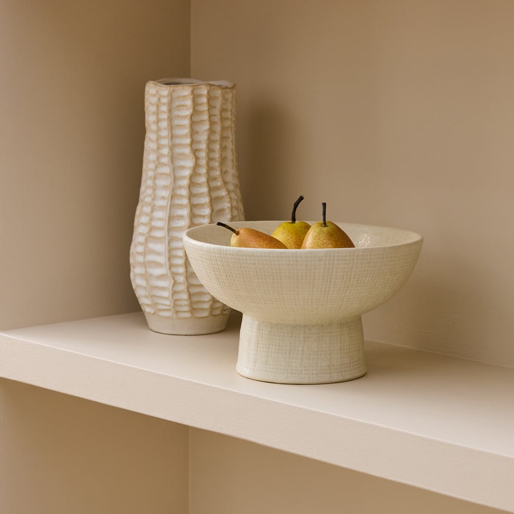 Eos Cream Pedestal Bowl | Adairs