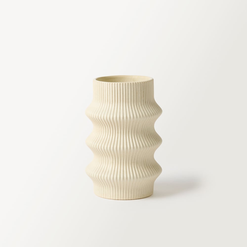 Eos Cream Ripple Tall Vase | Adairs