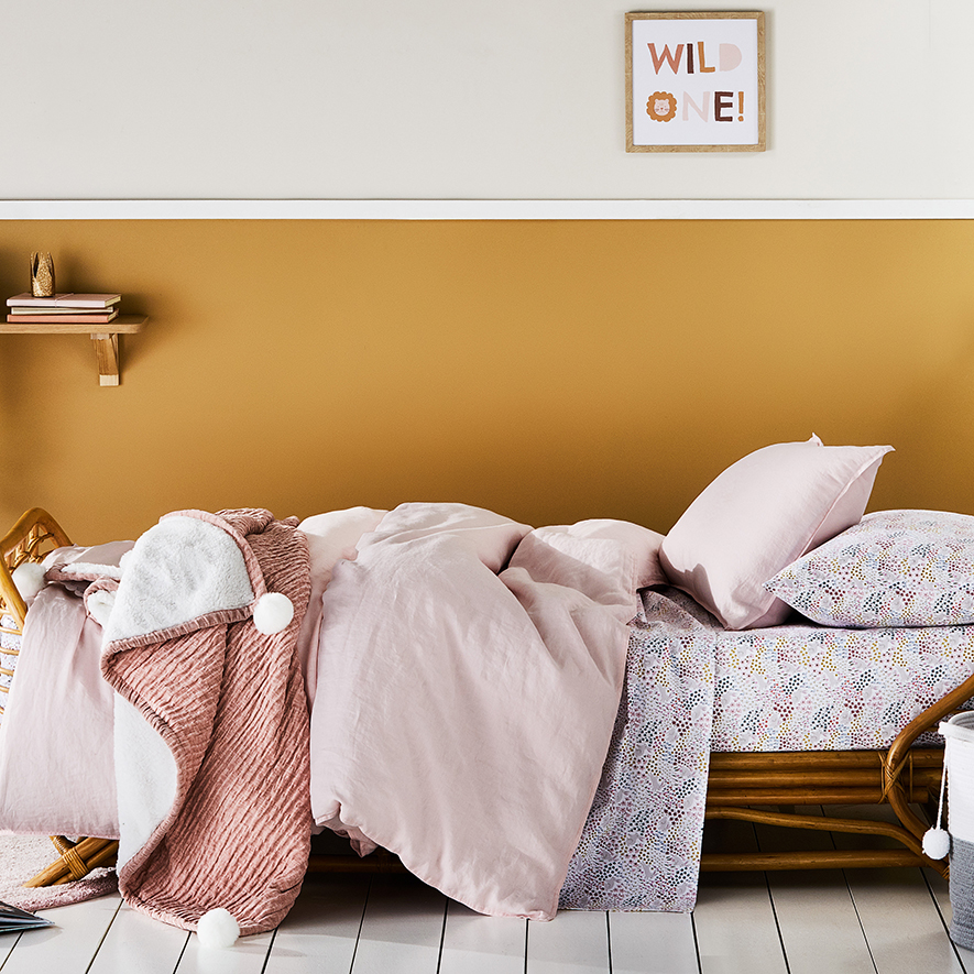 Adairs Kids - Vintage Washed Linen Powder Pink Quilt Cover Set | Adairs