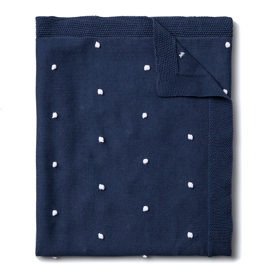 Adairs Baby Arlo Spot Blanket Navy and White Bedroom Blankets