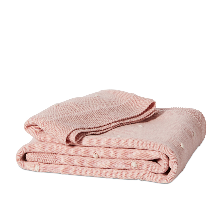 Adairs Baby Arlo Spot Blanket Pale Pink/White Adairs