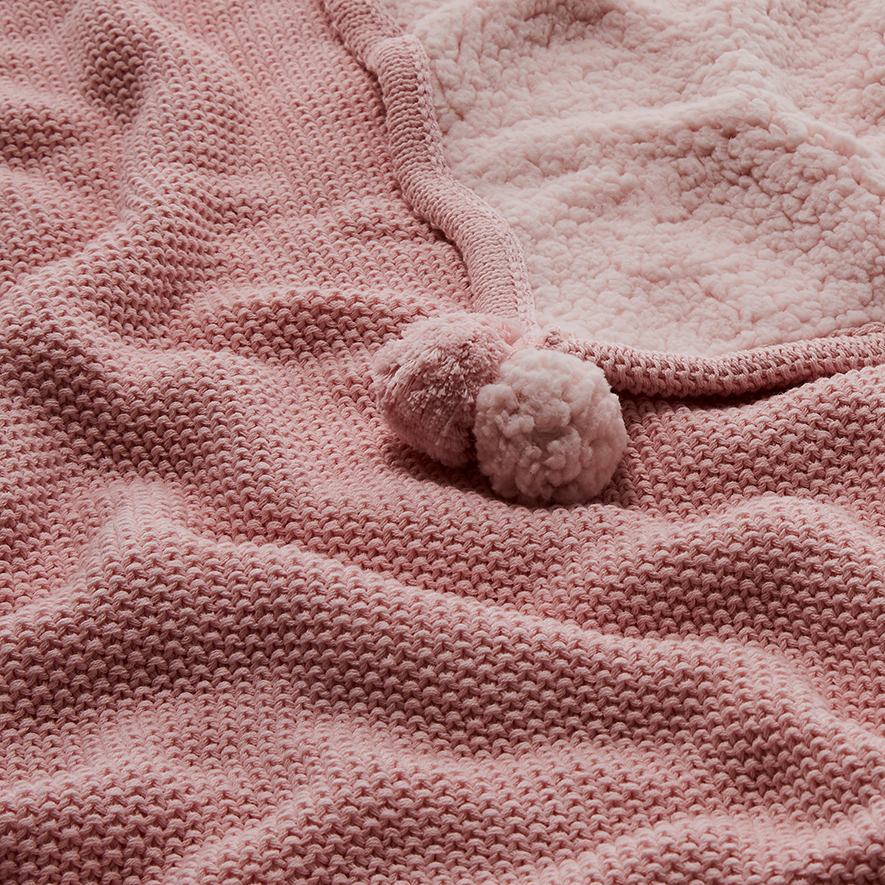 Adairs Baby Mini Moss Stitch Pink Baby Blanket Adairs