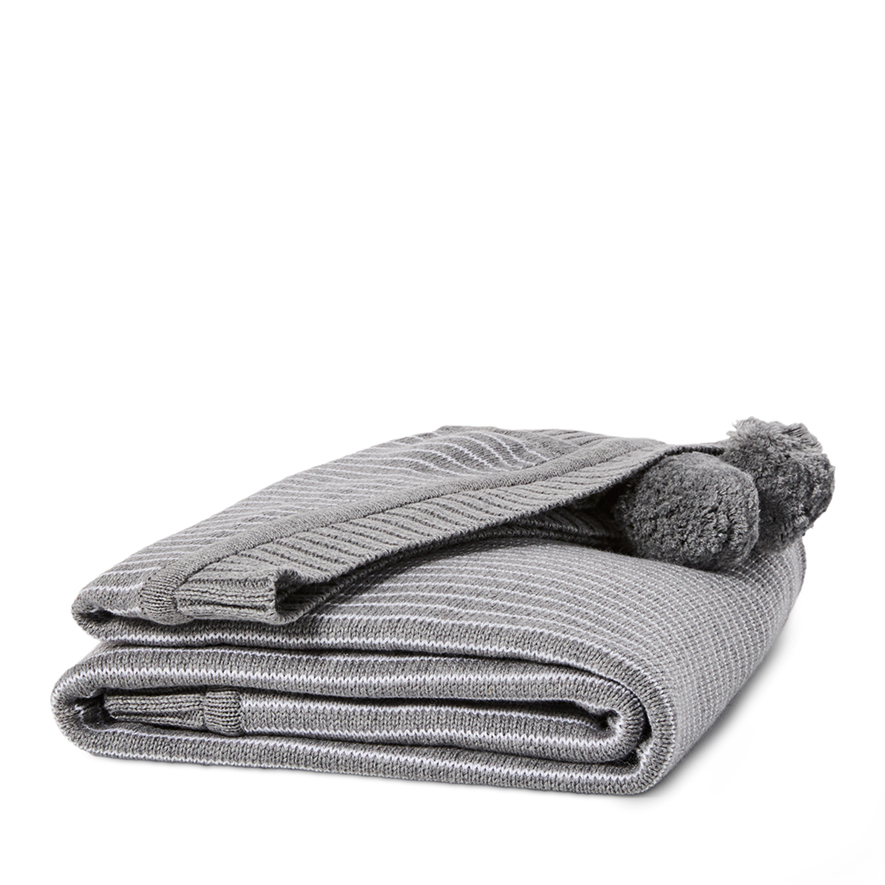 Adairs Baby Stripe Knit Blanket Grey Adairs