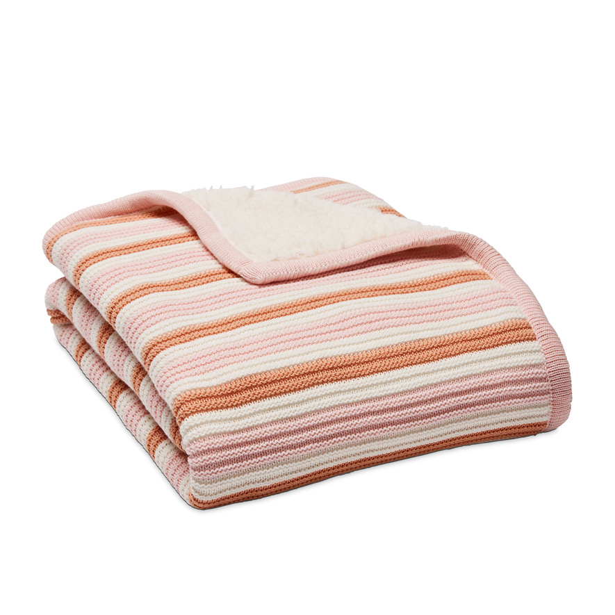 Adairs Baby Scout Coral Stripe Knit Baby Blanket Adairs