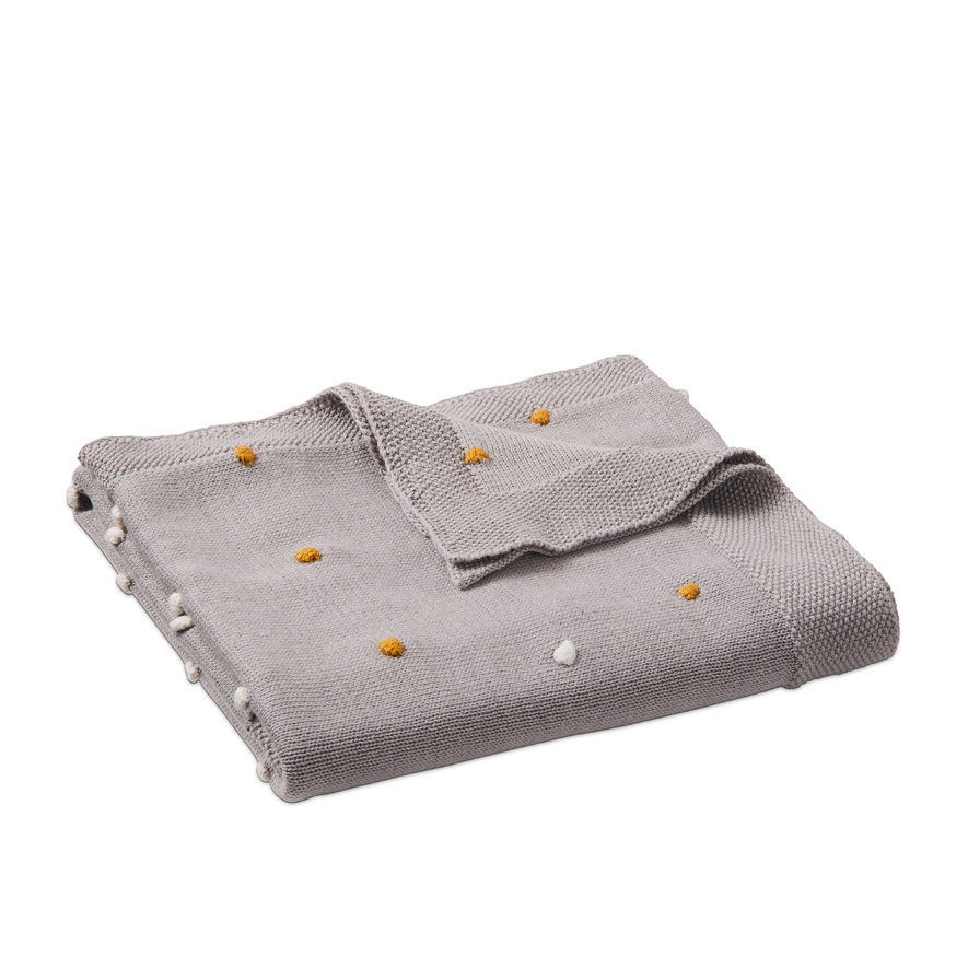 Adairs Baby Marley Organic Cotton Grey & Mustard Blanket Adairs