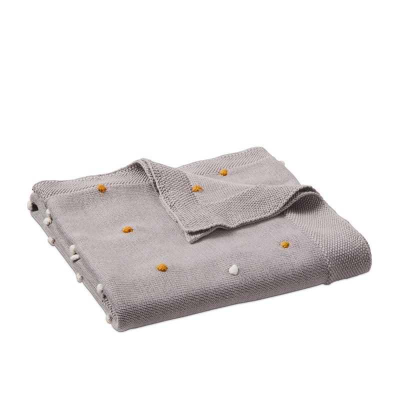Marley Organic Cotton Grey & Mustard Blanket 
