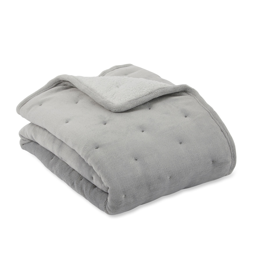 Adairs Baby Embroidered Spot Silver Baby Blanket Adairs