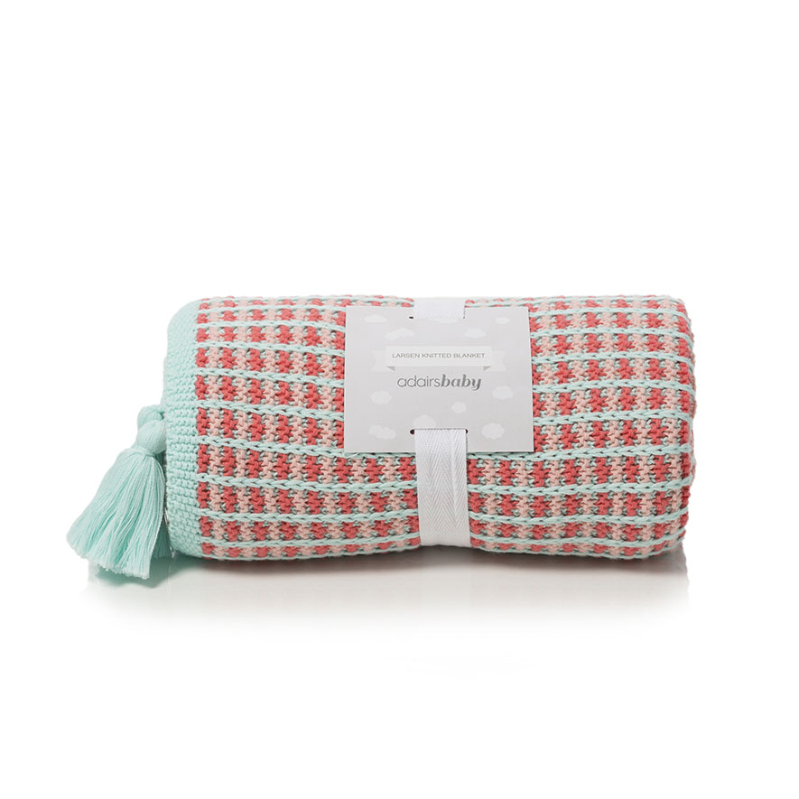 Adairs Baby Larsen Knitted Blanket Pink Adairs