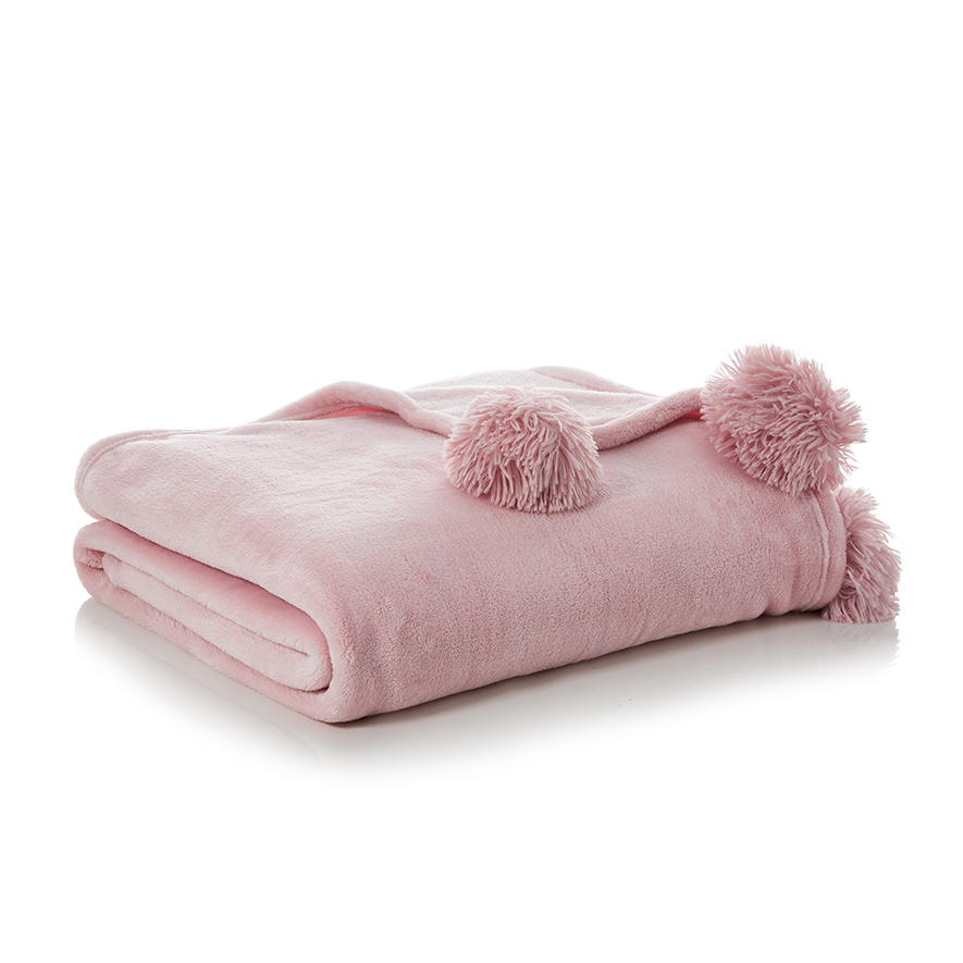 Adairs Kids Giant Pom Pom Blanket Pink Adairs