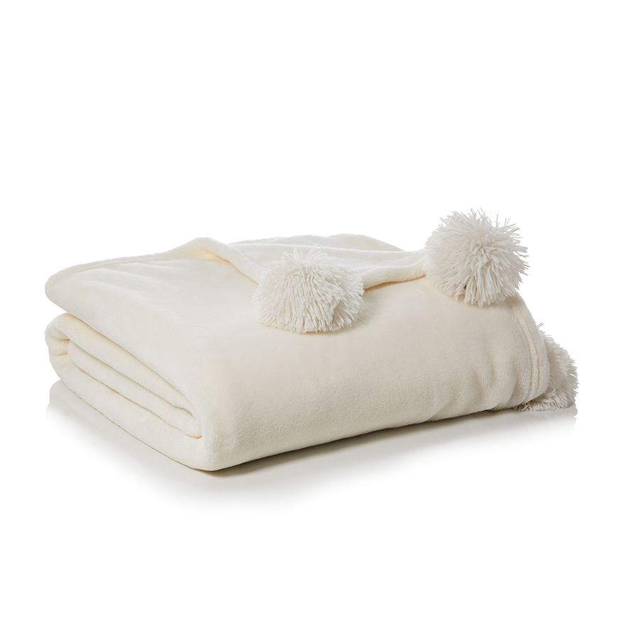 White pom blanket clearance