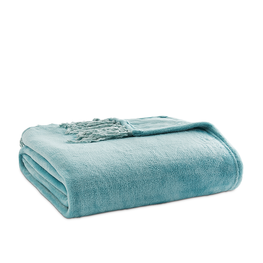 Adairs Kids Tassel Trim Ultrasoft Mist Green Blanket Adairs